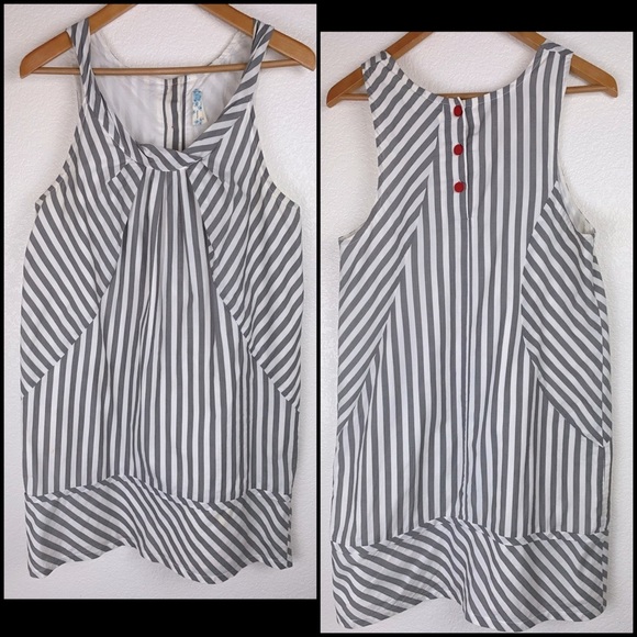 Anthro Maeve Gray Abstract Slate Striped Shift Tunic Dress Sundress - Picture 3 of 5